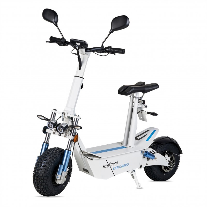 Trottinette électrique homologuée Centauro avec siège et écran LCD XXL – Coloris blanc
