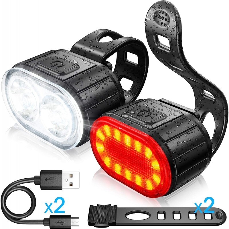 Kit d’éclairage LED pour vélo – lumière avant et arrière