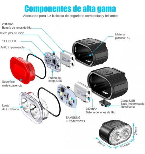 Kit d’éclairage LED pour vélo – lumière avant et arrière