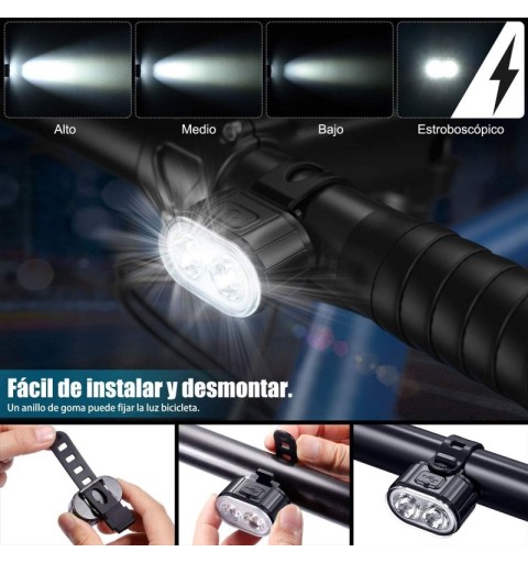 Kit de iluminación para bicicleta. Incluye luz delantera y luz trasera con tecnología LED