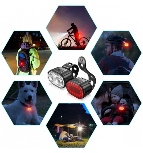 Kit de iluminación para bicicleta. Incluye luz delantera y luz trasera con tecnología LED